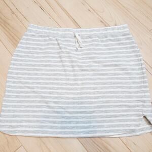 Dakini Grey & White Striped French Terry Drawstring Skirt Casual Clean Girl XL